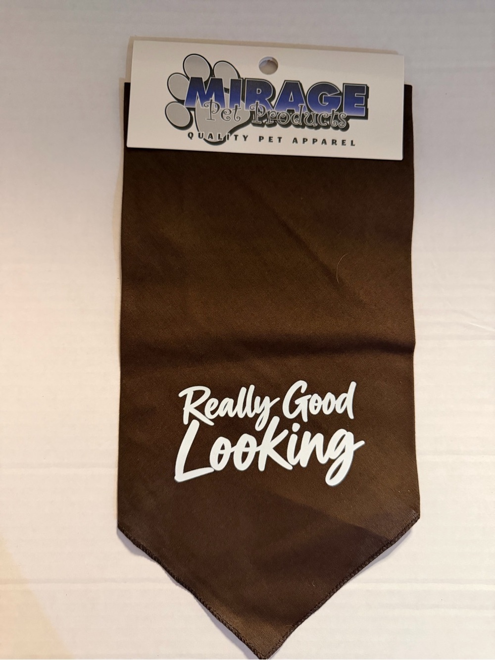 Mirage Brown Dog Bandana — 'Really Good Looking' Graphic